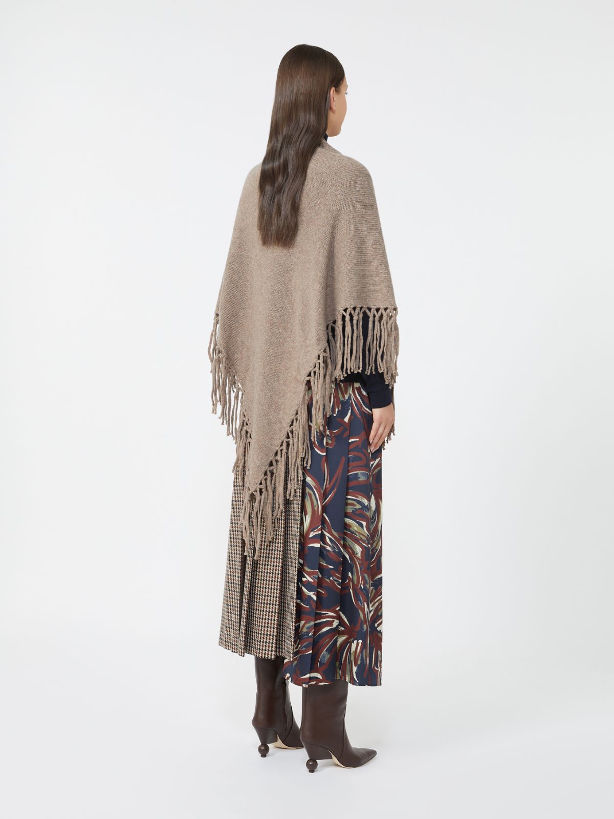 Wool shawl with fringes - BROWN - Max Mara - 3