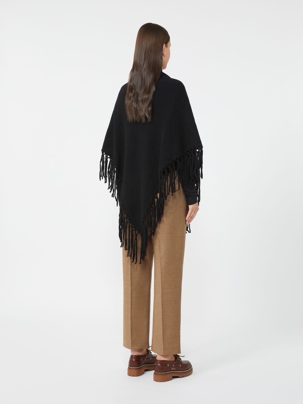 Wool shawl with fringes - BLACK - Max Mara - 3