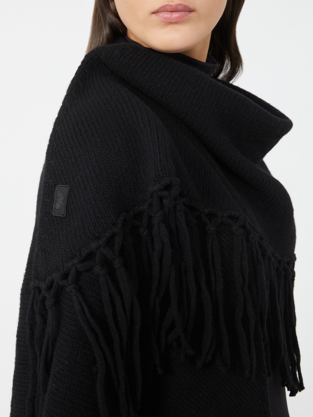 Wool shawl with fringes - BLACK - Max Mara - 4