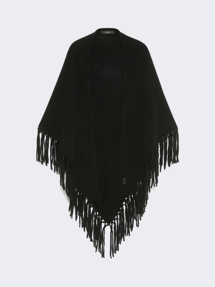 Wool shawl with fringes - BLACK - Max Mara
