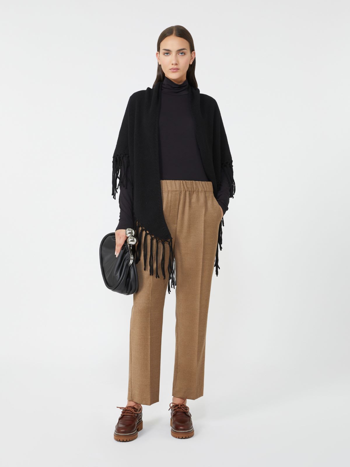 Wool shawl with fringes - BLACK - Max Mara