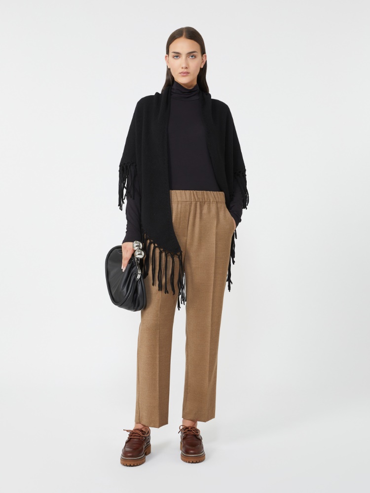 Wool shawl with fringes - BLACK - Max Mara
