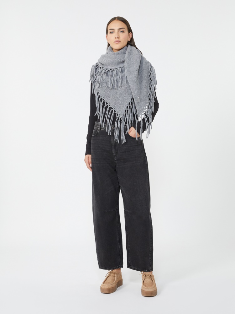 Wool shawl with fringes - MEDIUM GREY - Max Mara