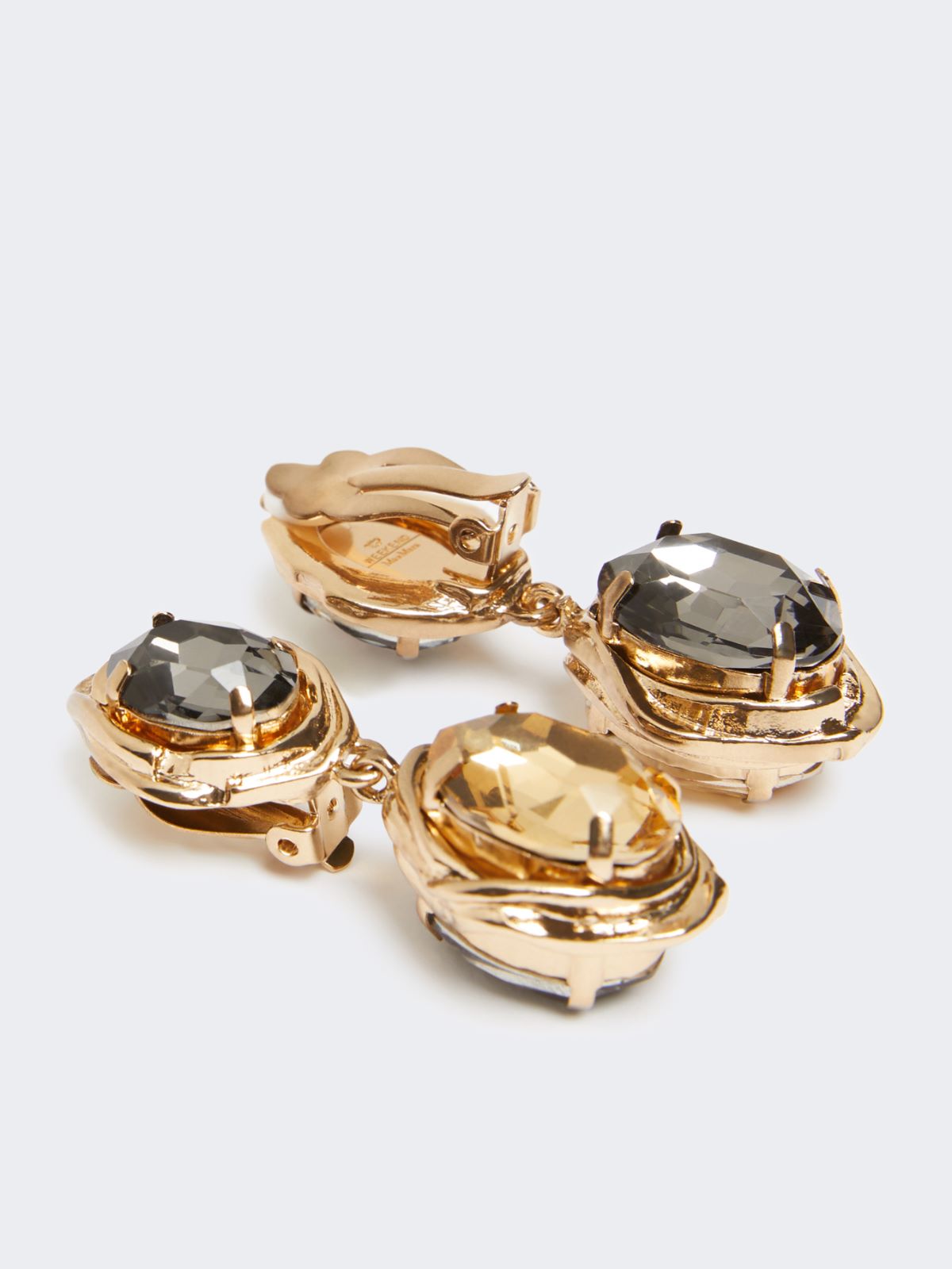 Rhinestone dangle earrings - GOLD - Max Mara - 2