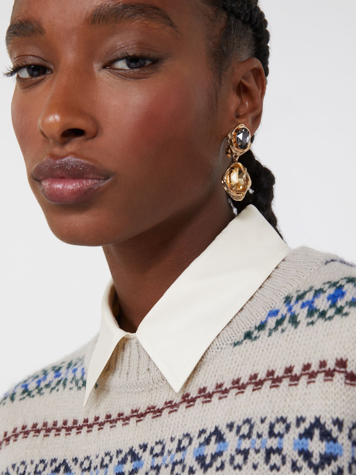 Rhinestone dangle earrings - GOLD - Max Mara - 8