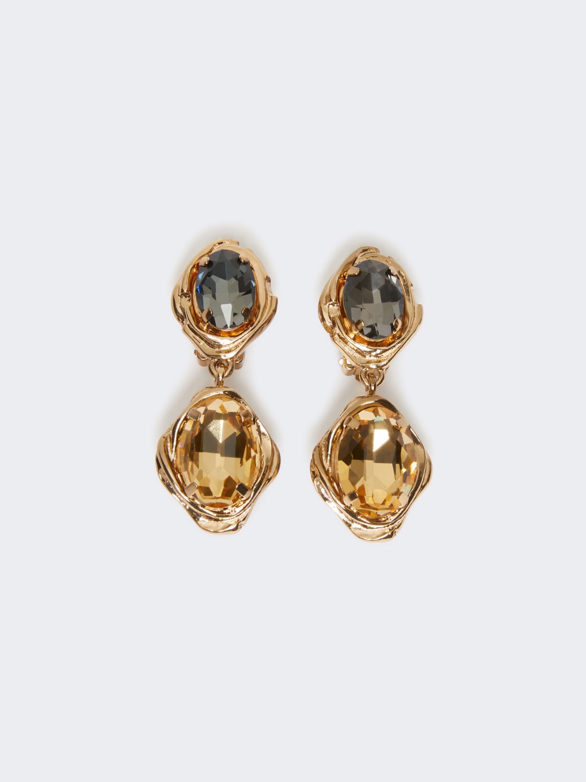 Rhinestone dangle earrings - GOLD - Max Mara - 8