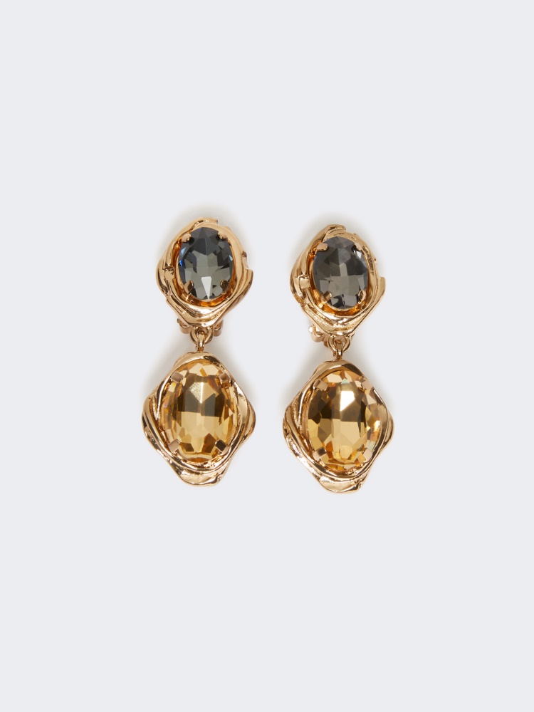 Rhinestone dangle earrings - GOLD - Max Mara