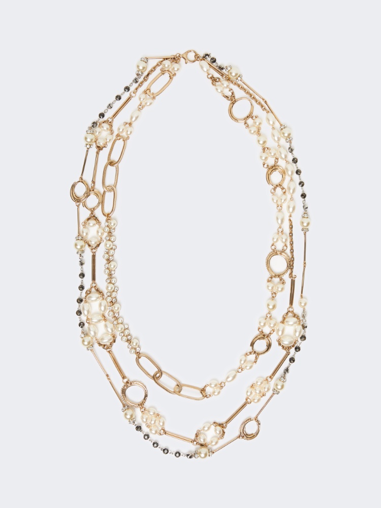 Multistrand necklace with pearls - OPTICAL WHITE - Max Mara