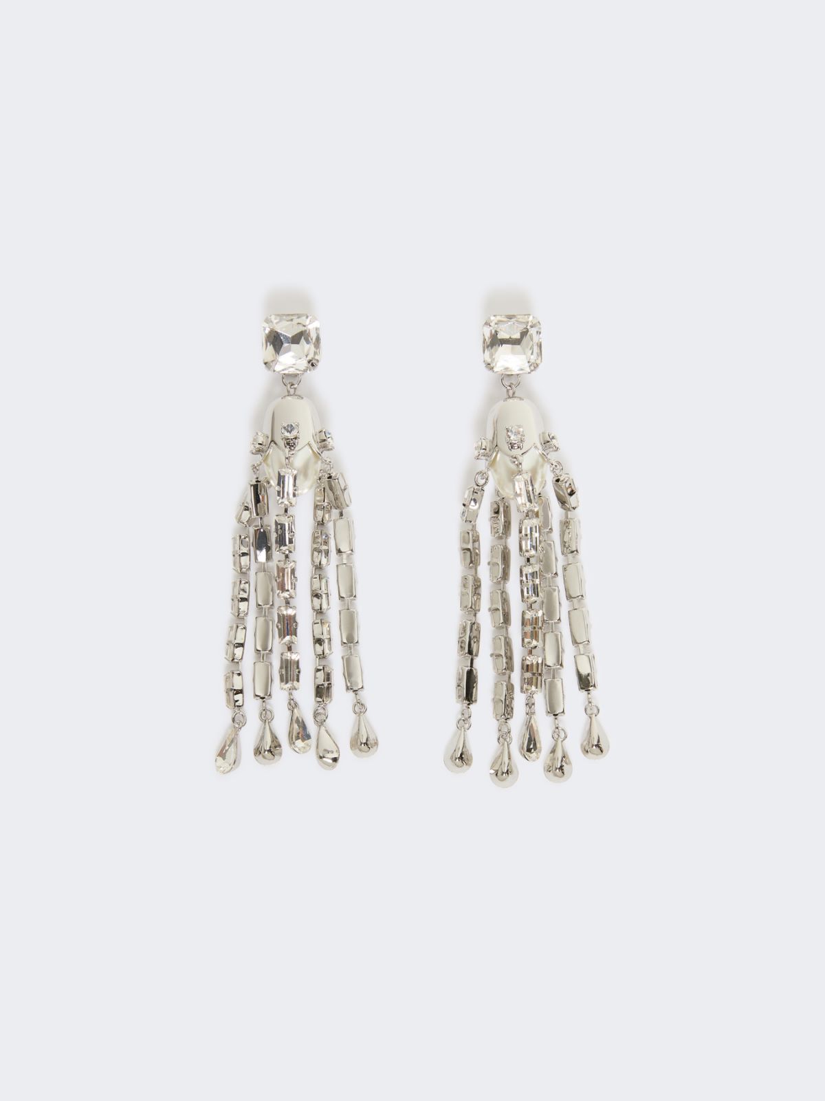 Tassel and rhinestone earrings - SILVER - Max Mara - 8