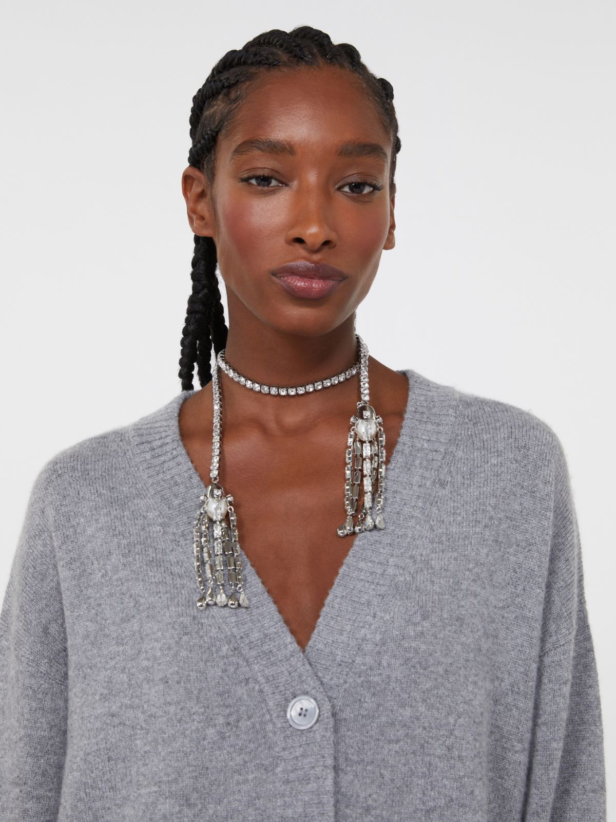 Tassel and rhinestone necklace - SILVER - Max Mara - 8