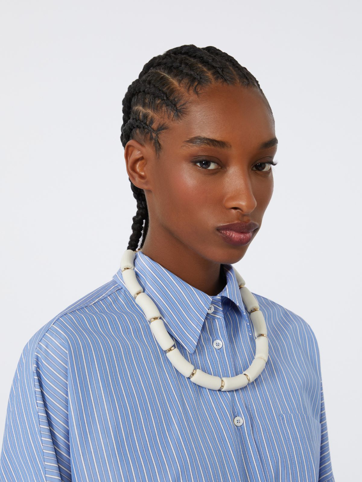 Leather choker necklace - IVORY - Max Mara