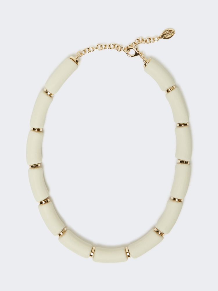 Leather choker necklace - IVORY - Max Mara
