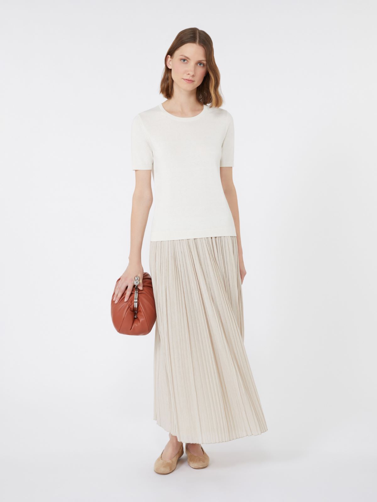 Jupe en jersey crépon + BEIGE - Max Mara