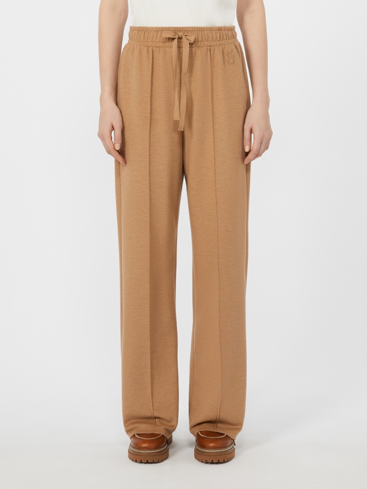 [スポンダ] ウール コットン ジャージー スウェット パンツ - CAMEL - Max Mara