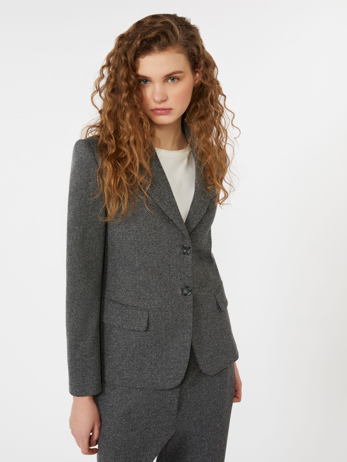 Blazer en jersey teint en fil - GRIS MOYEN - Max Mara - 4
