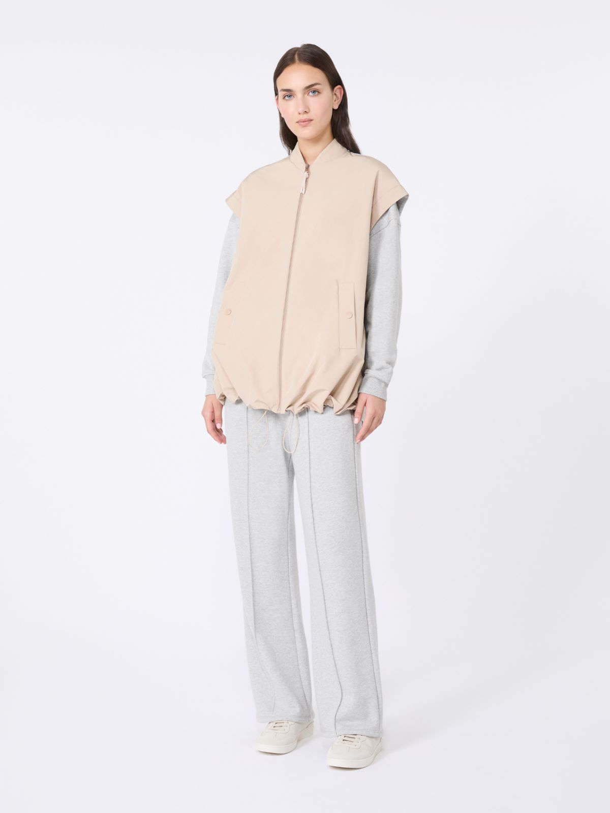 Water-repellent canvas and scuba gilet + BEIGE - Max Mara