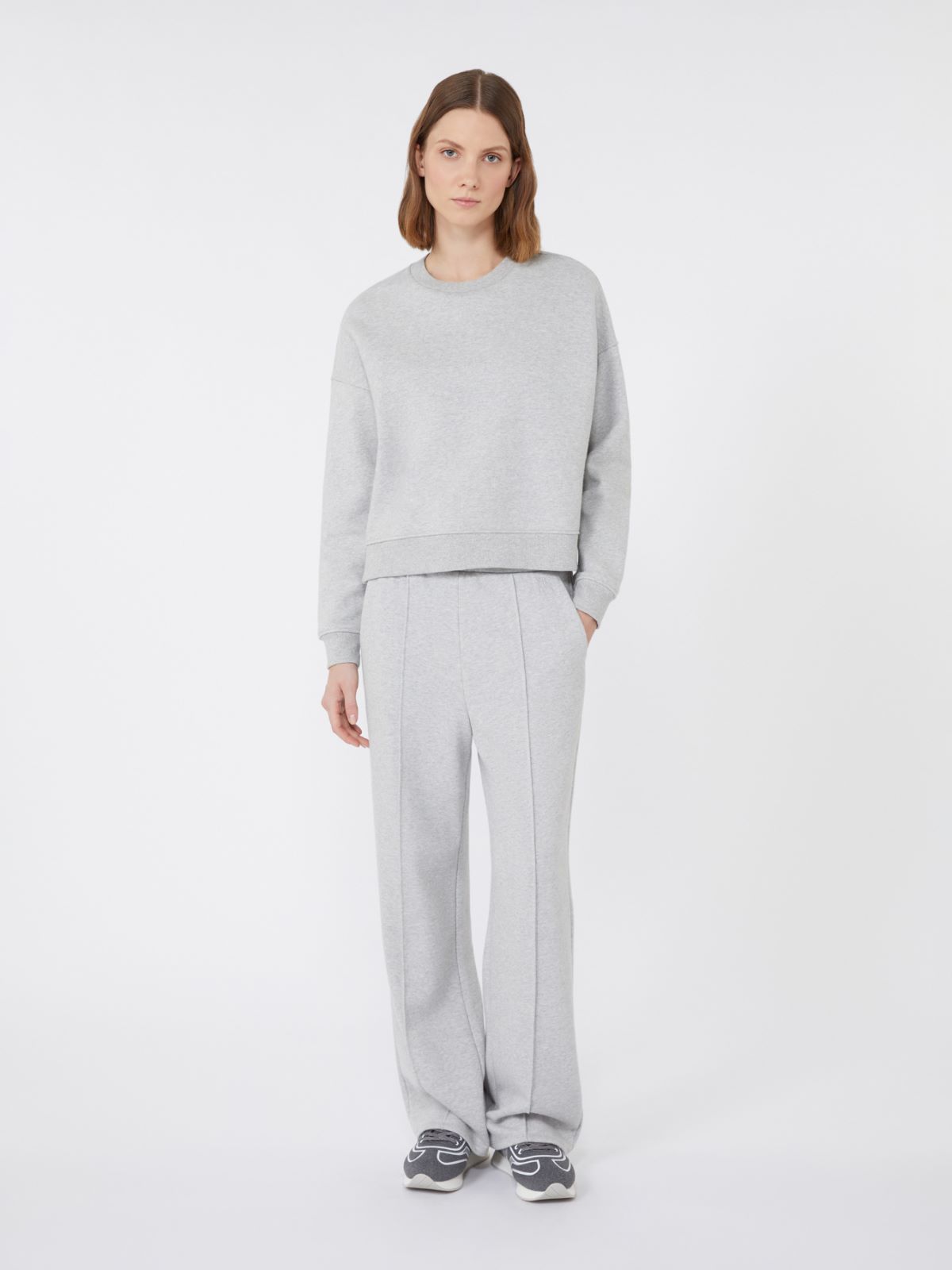 Cotton boxy sweatshirt + LIGHT GREY - Max Mara