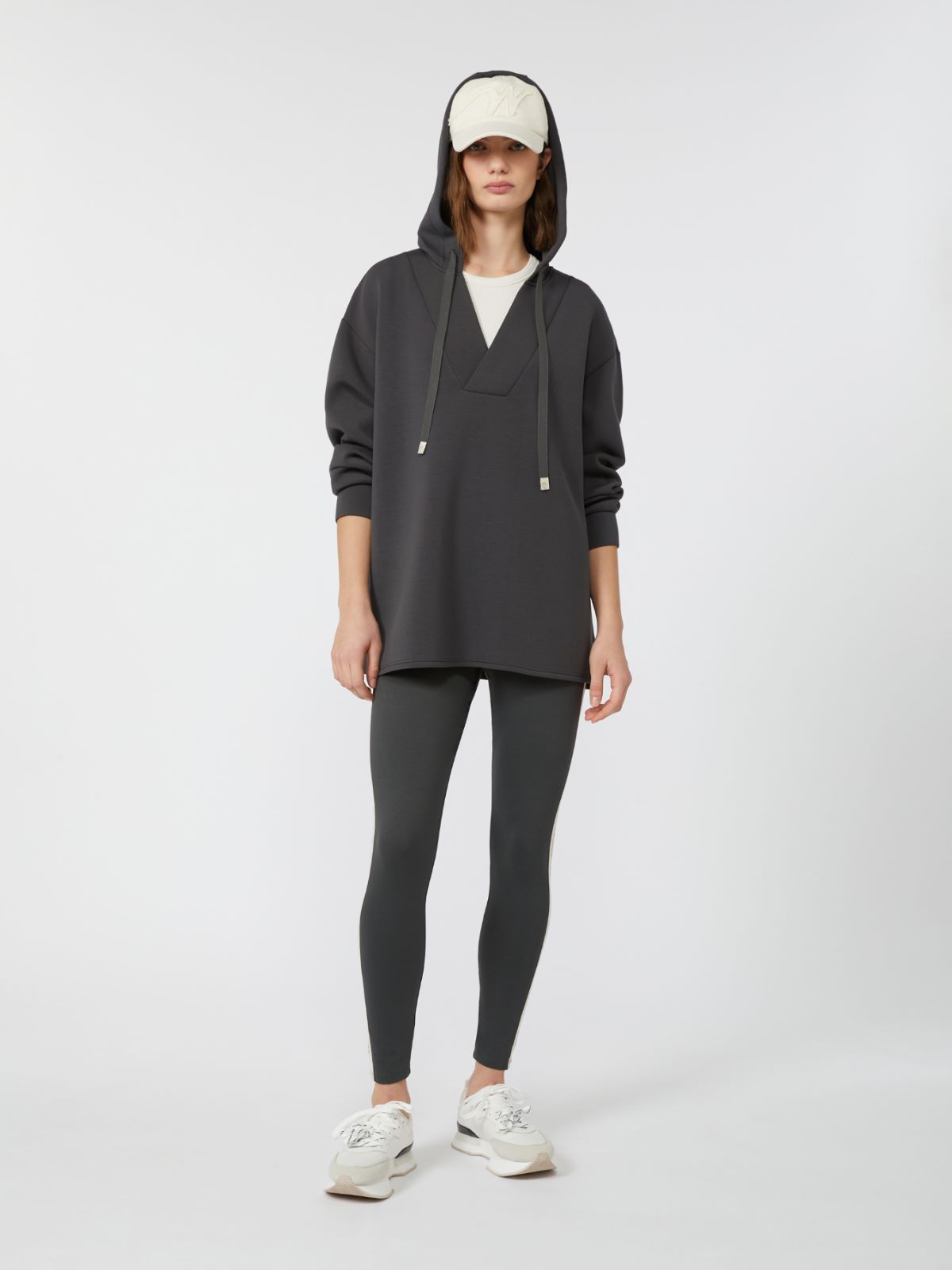 Long scuba jersey sweatshirt + DARK GREY - Max Mara