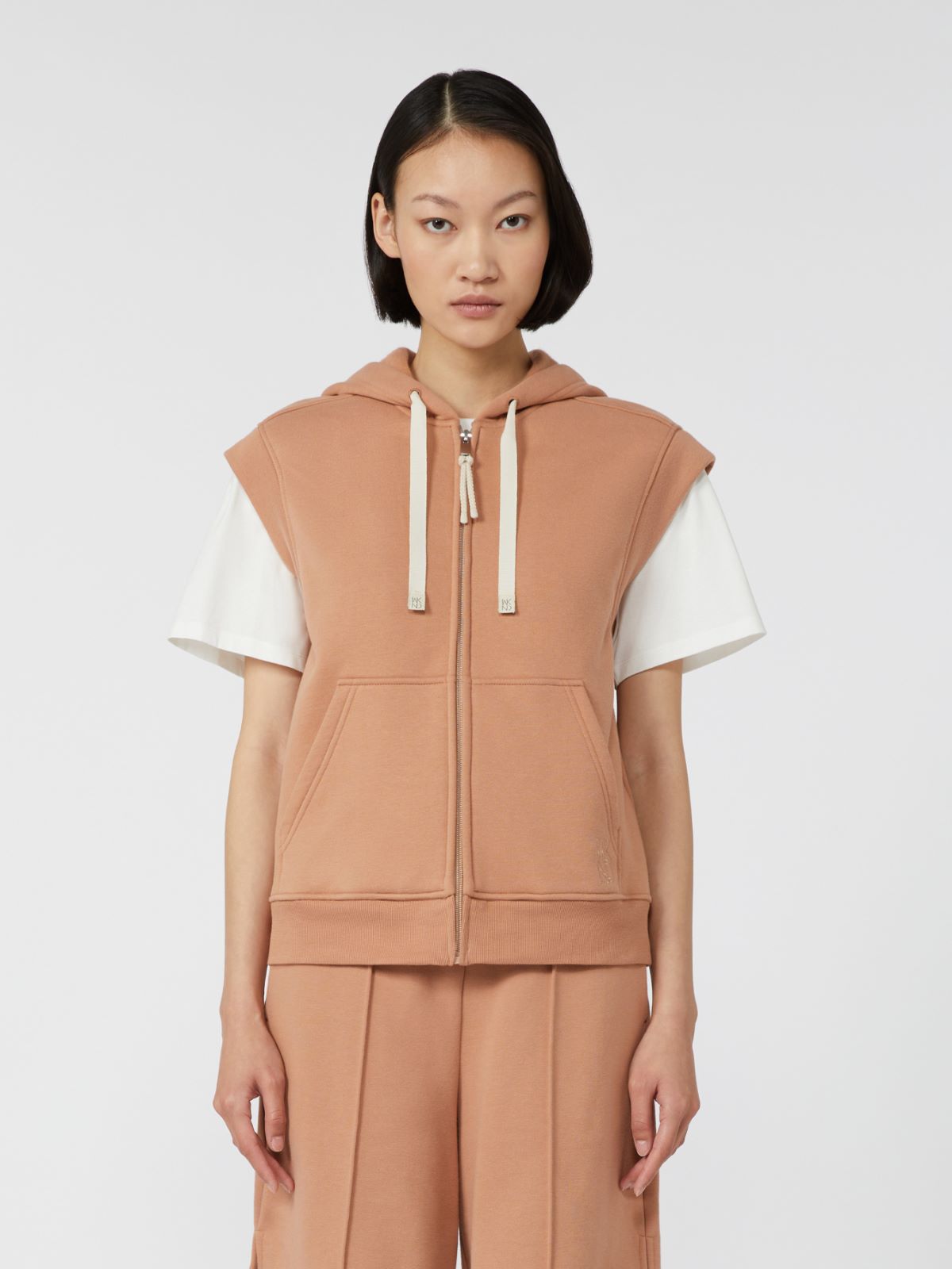 Kamizelka z bawełnianej dzianiny dresowej - KARMELOWY - Max Mara - 2