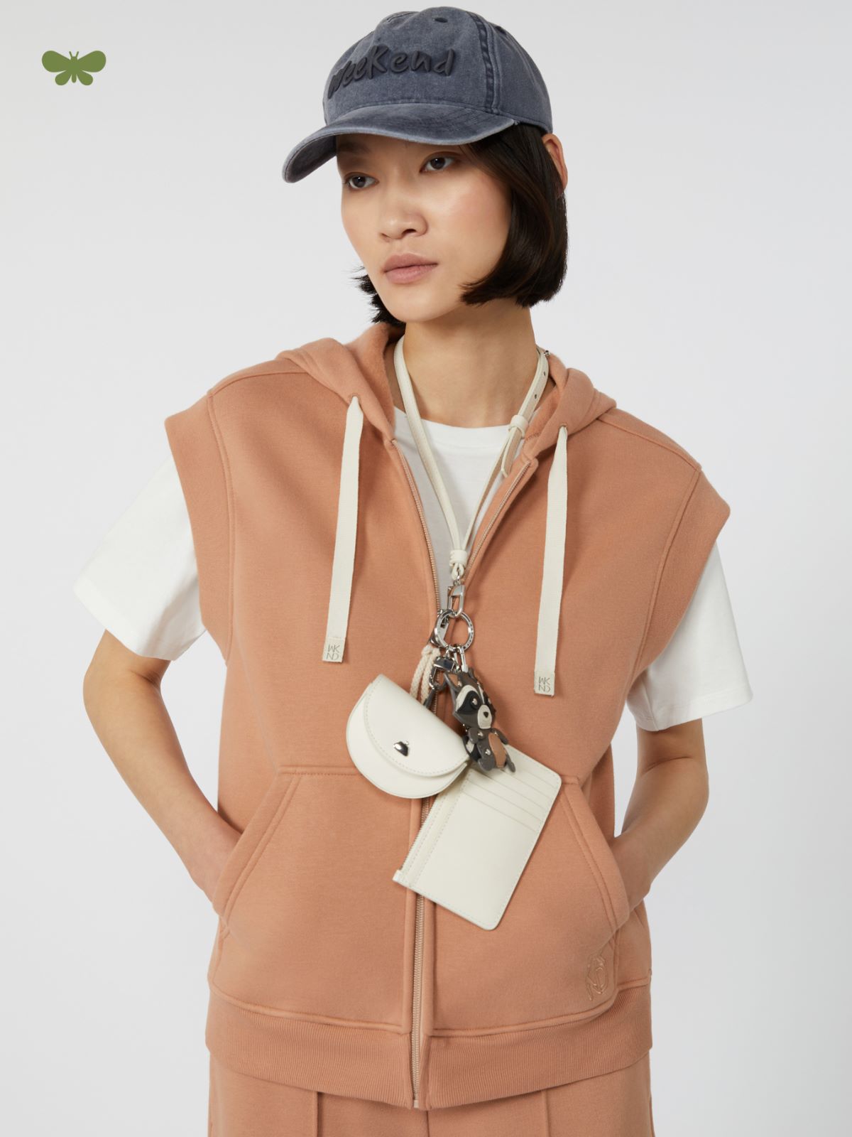 Kamizelka z bawełnianej dzianiny dresowej - KARMELOWY - Max Mara - 4