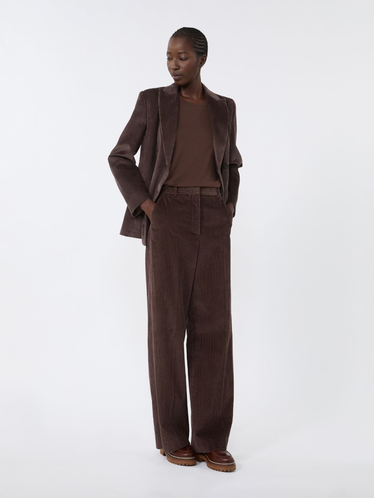 Stretch jersey basic T-shirt - CHOCOLATE - Max Mara