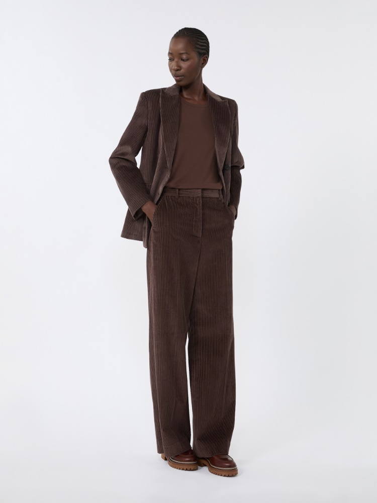 Stretch jersey basic T-shirt - CHOCOLATE - Max Mara