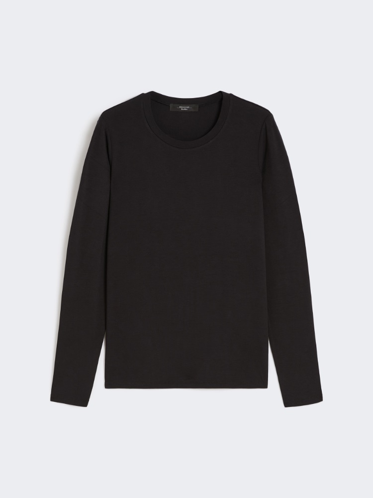 Basicowy T-shirt z elastycznego dżerseju - CZARNY - Max Mara