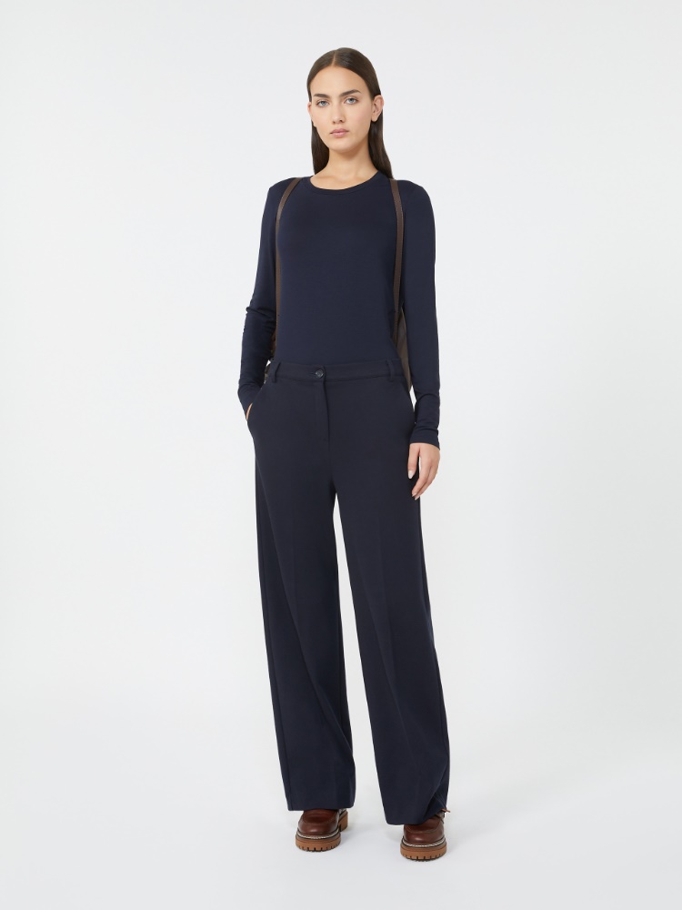 Stretch jersey basic T-shirt - NAVY - Max Mara