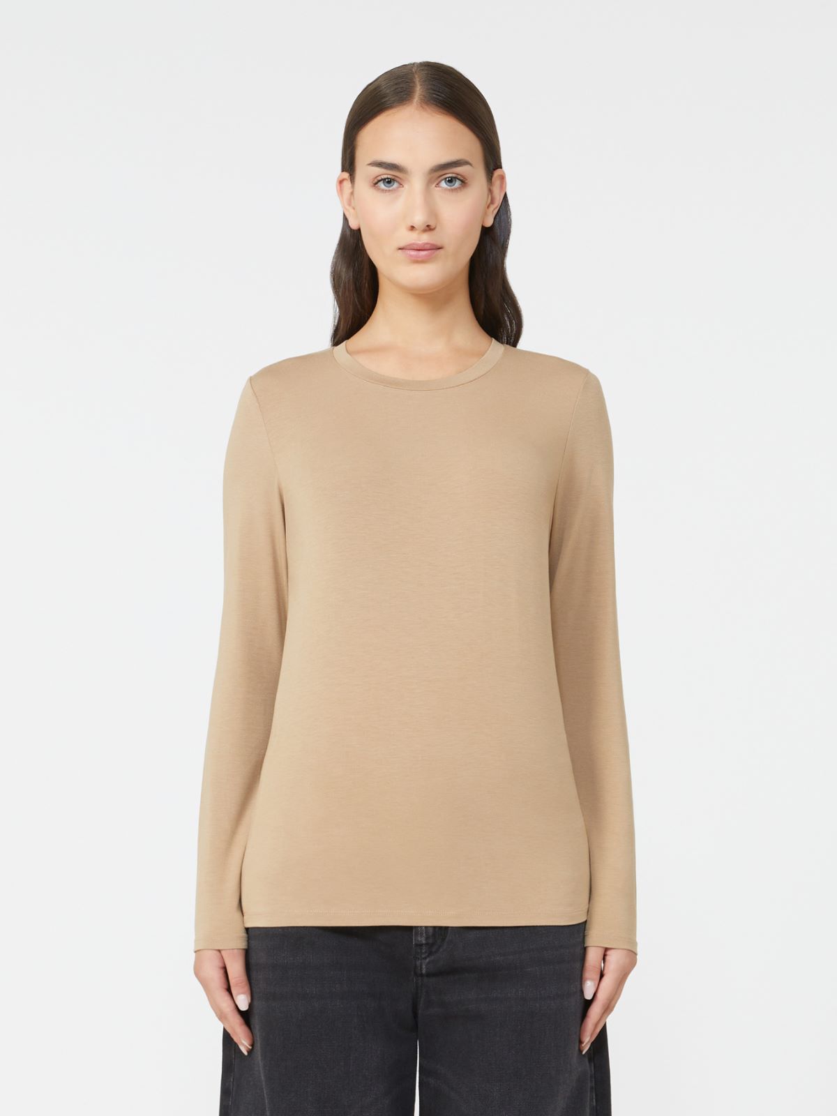Stretch jersey basic T-shirt - CAMEL - Max Mara - 2
