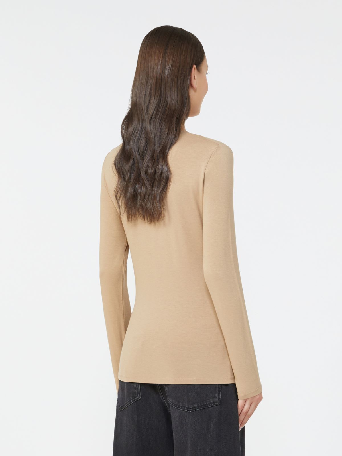 Stretch jersey basic T-shirt - CAMEL - Max Mara - 3