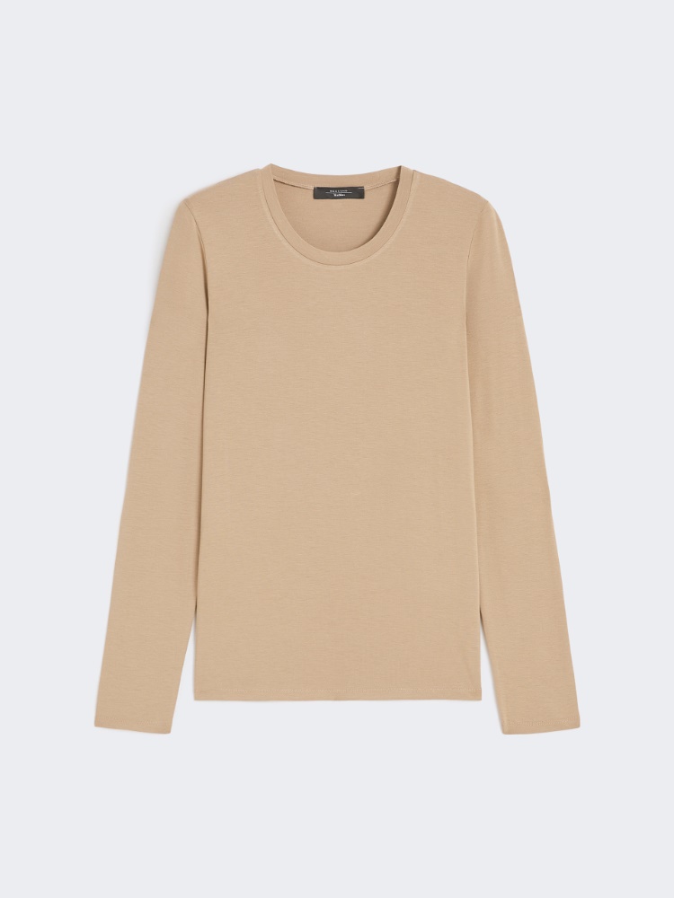 Basicowy T-shirt z elastycznego dżerseju - WIELBŁĄDZI - Max Mara