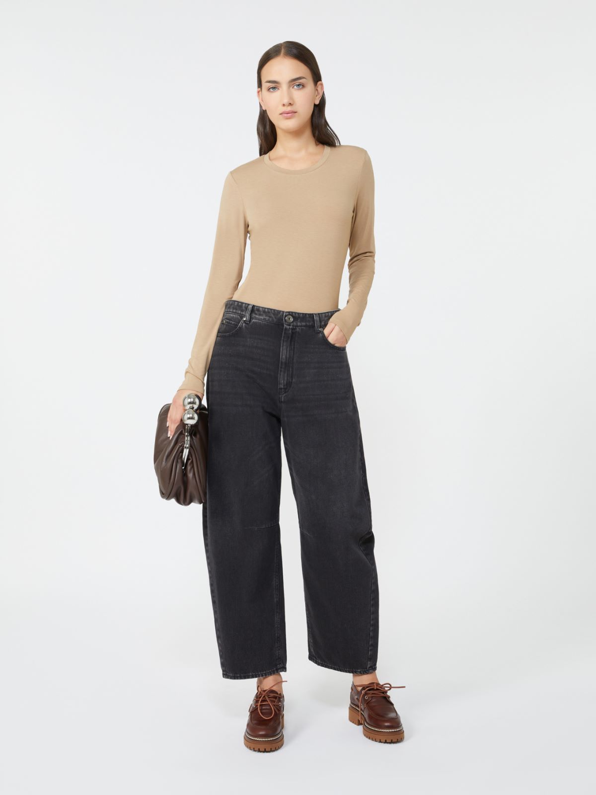 Stretch jersey basic T-shirt - CAMEL - Max Mara