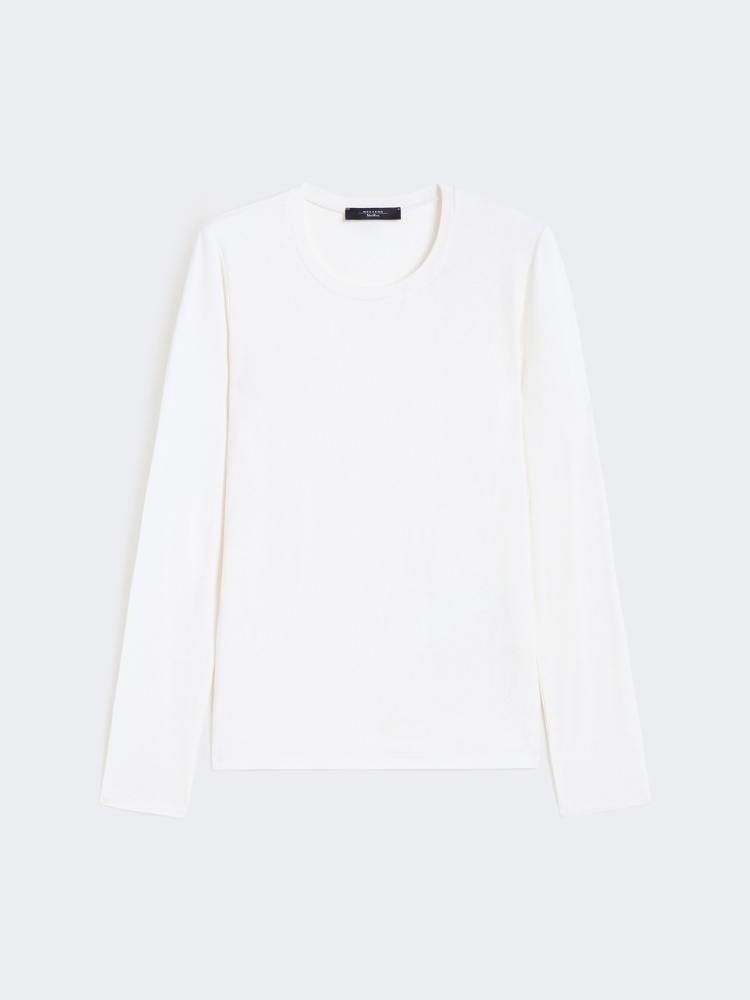 Basicowy T-shirt z elastycznego dżerseju - ECRU - Max Mara