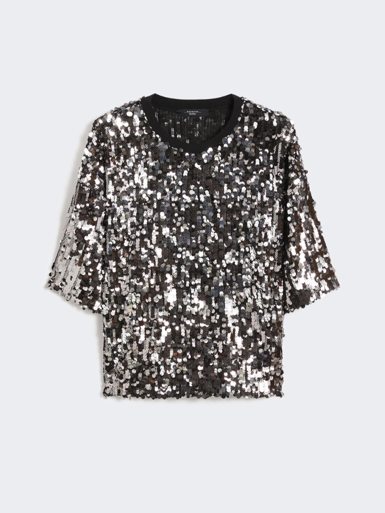 Tulle and sequin top - BLACK - Max Mara