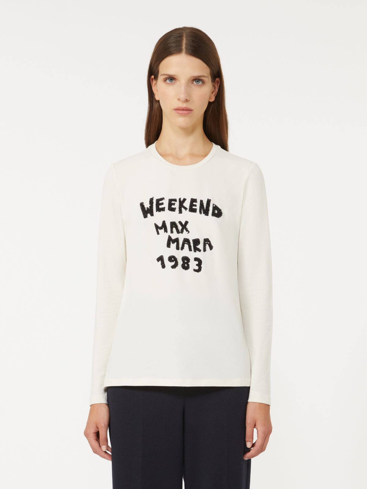 Fitted stretch jersey T-shirt - ECRU - Max Mara - 2