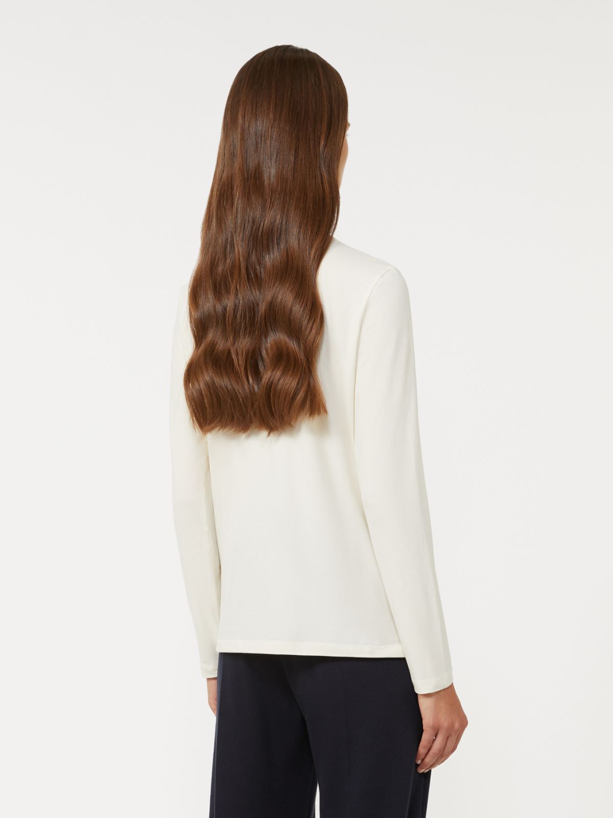 Fitted stretch jersey T-shirt - ECRU - Max Mara - 3