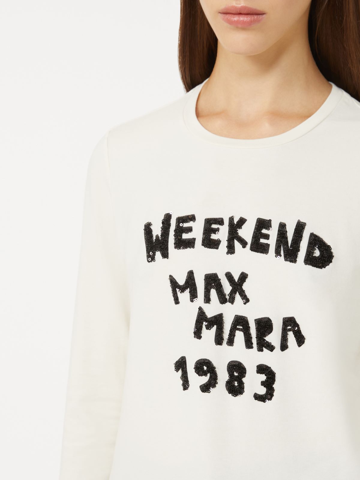 Fitted stretch jersey T-shirt - ECRU - Max Mara - 5