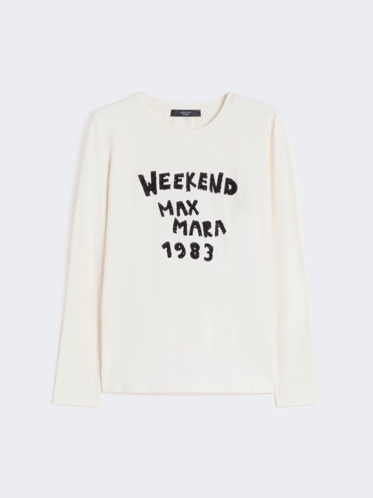 Dopasowany T-shirt z elastycznego dżerseju - ECRU - Max Mara