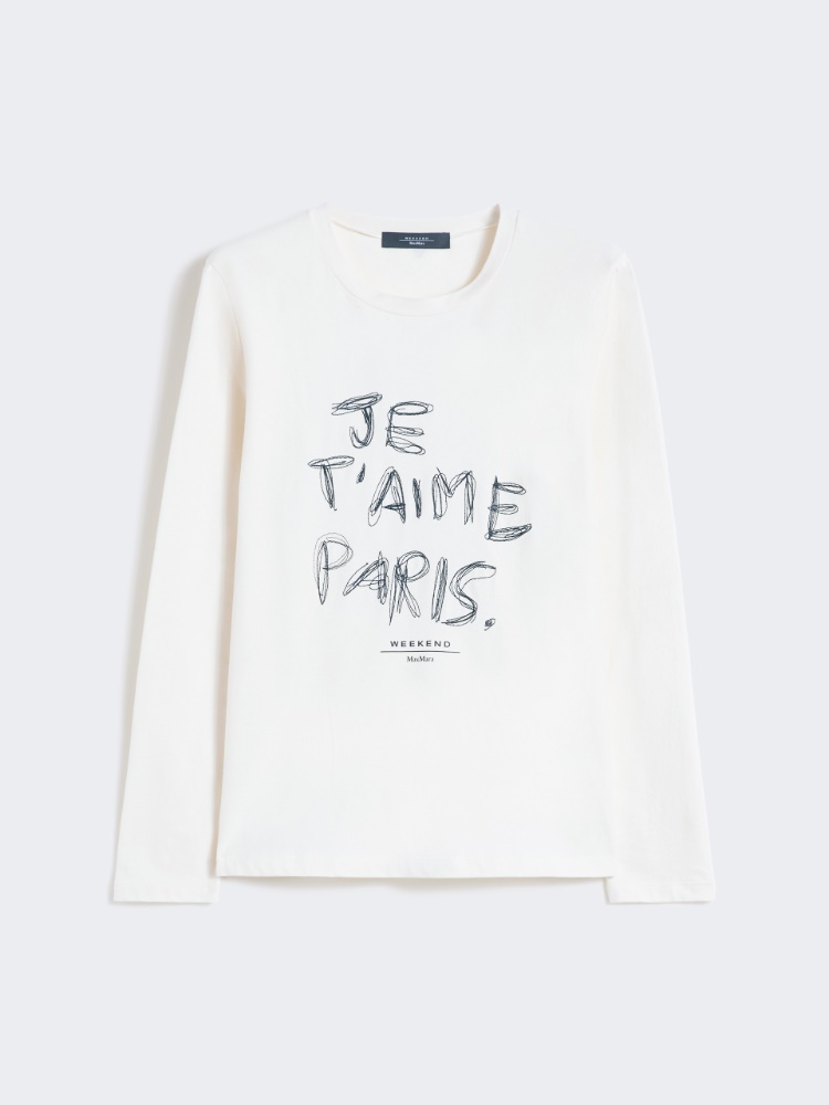 Schmal geschnittenes T-Shirt aus Stretchjersey - ECRU - Max Mara