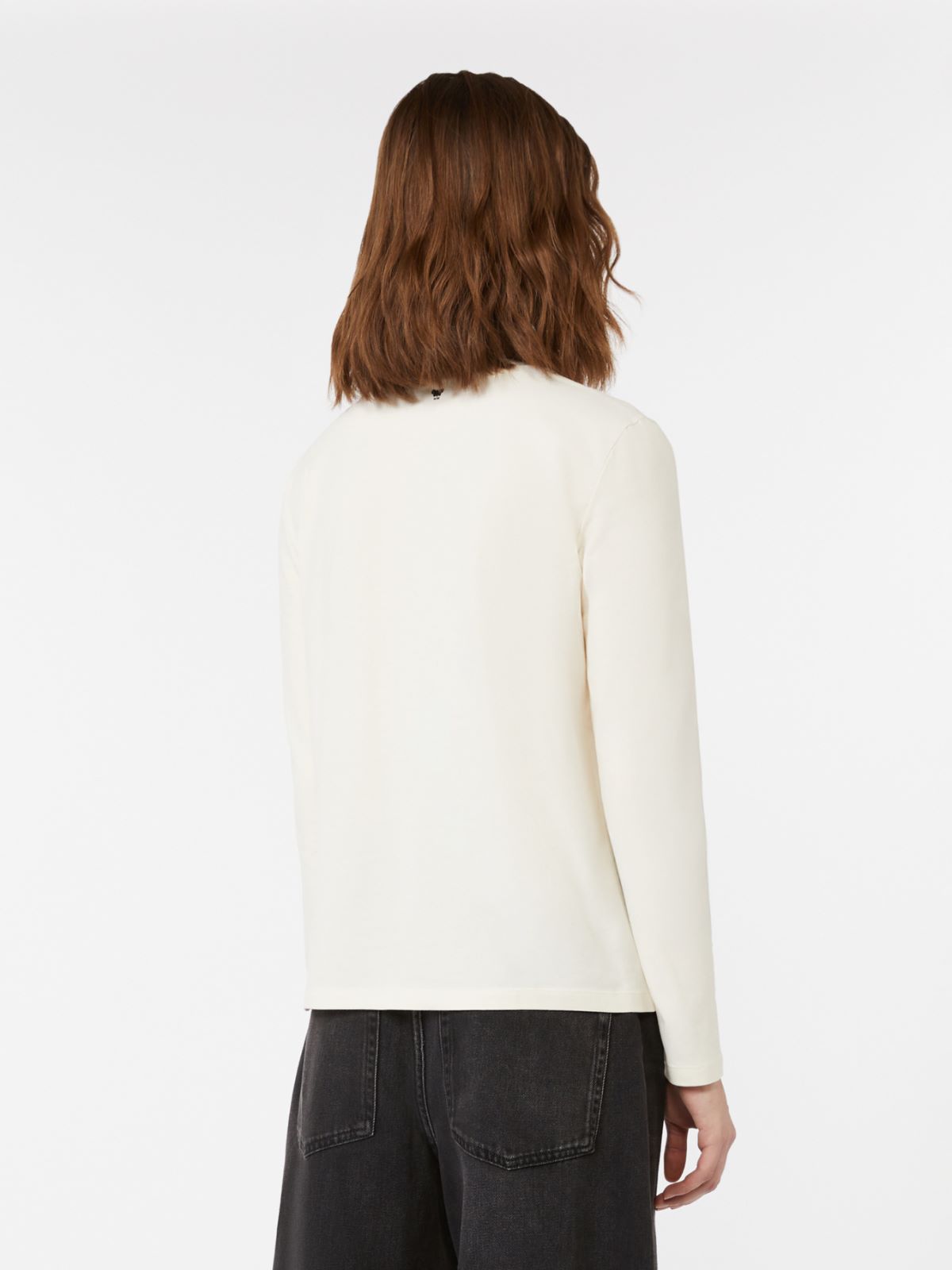 Schmal geschnittenes T-Shirt aus Stretchjersey - ECRU - Max Mara - 3