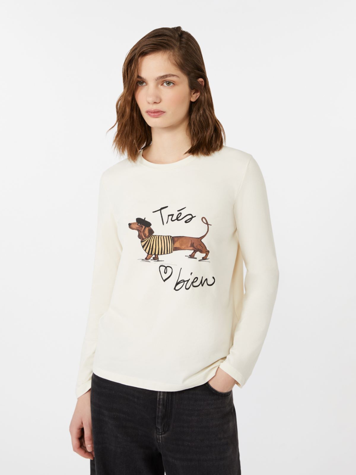 Schmal geschnittenes T-Shirt aus Stretchjersey - ECRU - Max Mara - 4