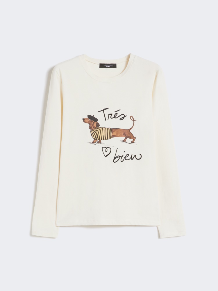 Schmal geschnittenes T-Shirt aus Stretchjersey - ECRU - Max Mara