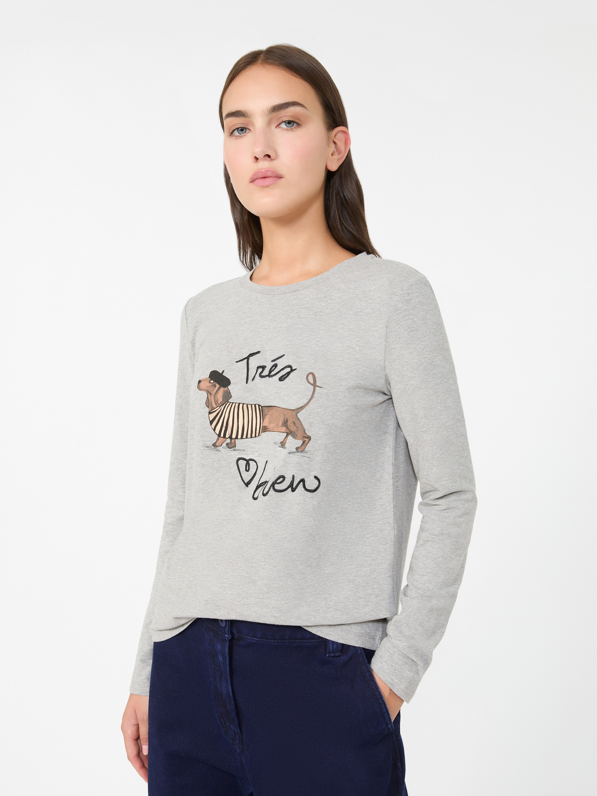 르누아르 코튼 티셔츠 - LIGHT GREY - Max Mara - 4