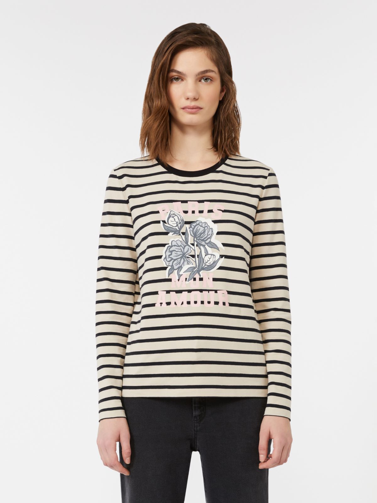 T-shirt in stretch cotton jersey - BEIGE - Max Mara - 2