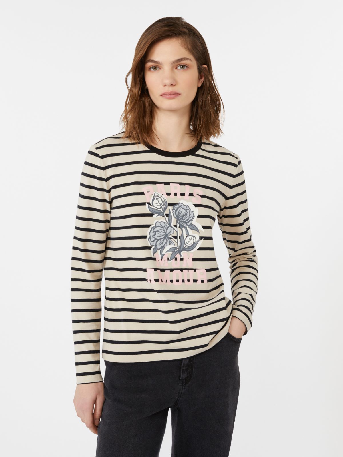 T-shirt in stretch cotton jersey - BEIGE - Max Mara - 4