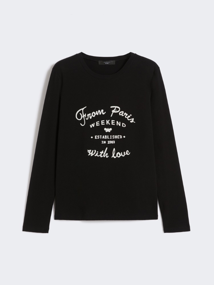 Dżersejowy T-shirt z elastycznej bawełny - CZARNY - Max Mara
