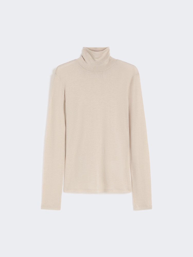 Jersey de cuello alto de gasa de lana y seda - BEIGE - Max Mara
