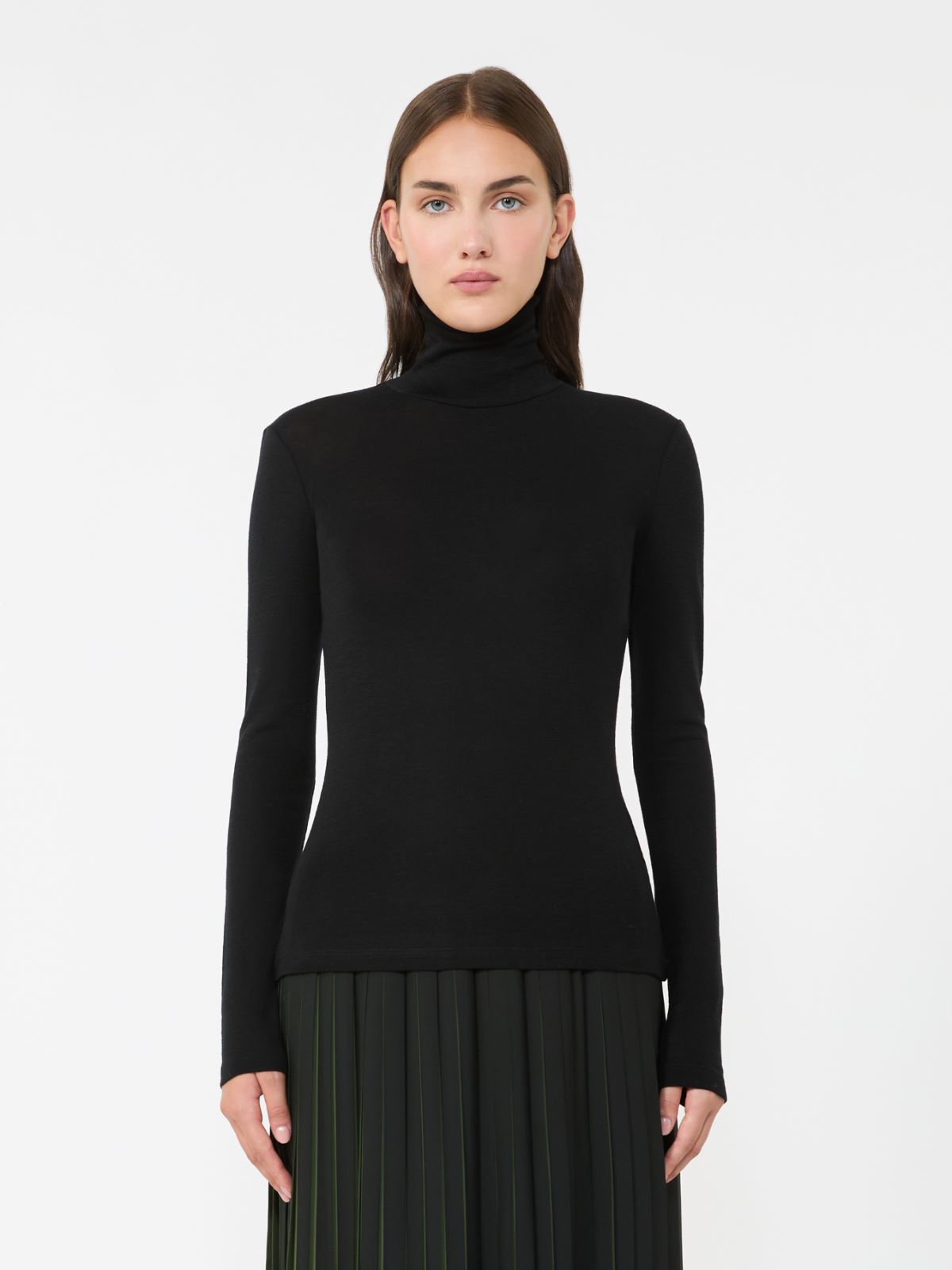 Wool and silk gauze turtleneck - BLACK - Max Mara - 2