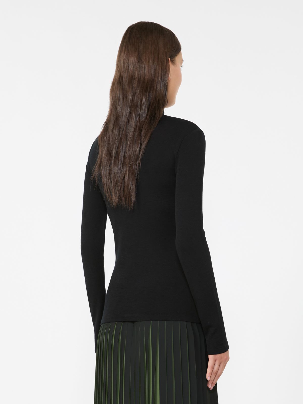 Wool and silk gauze turtleneck - BLACK - Max Mara - 3