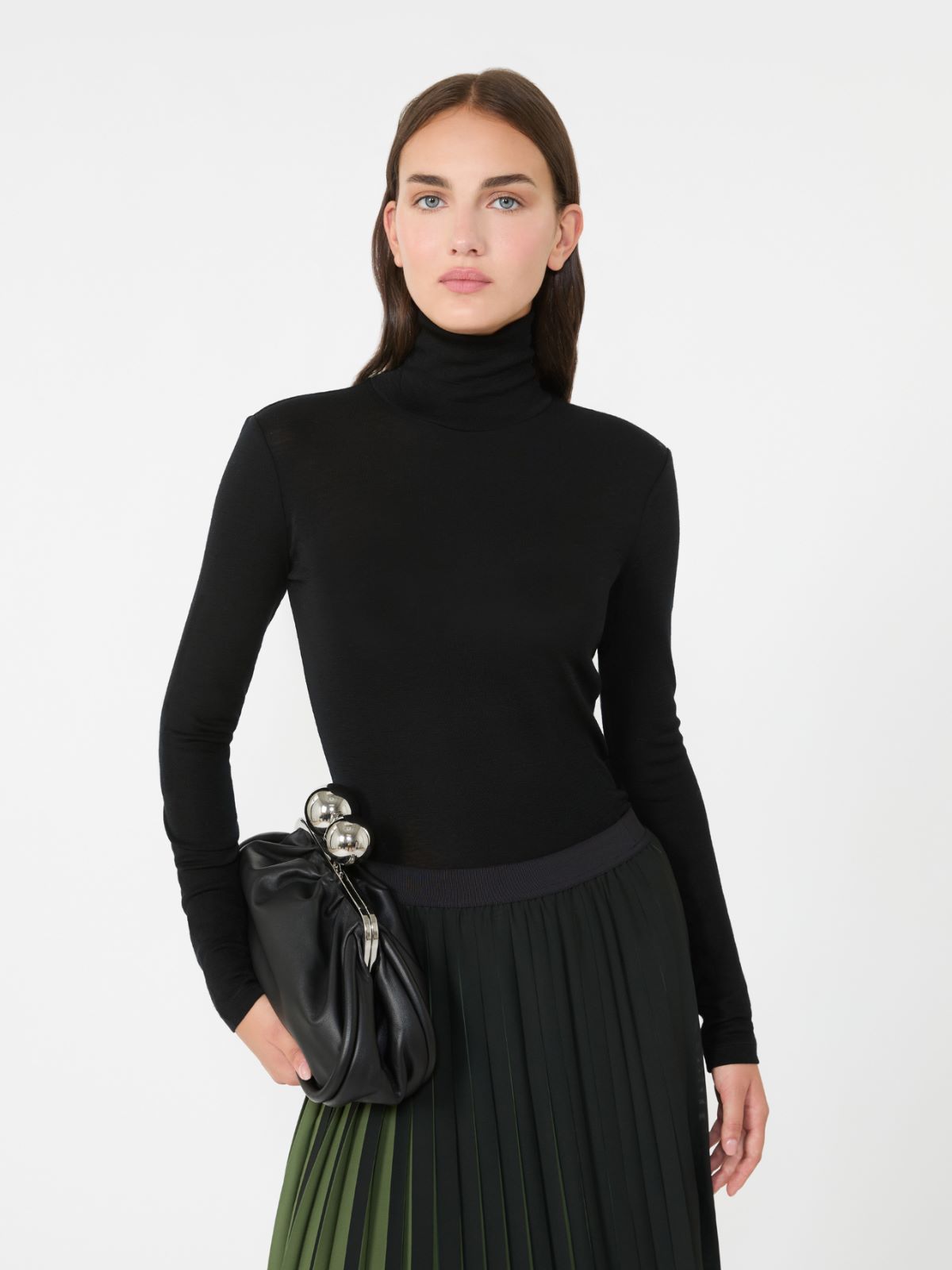 Wool and silk gauze turtleneck - BLACK - Max Mara - 4